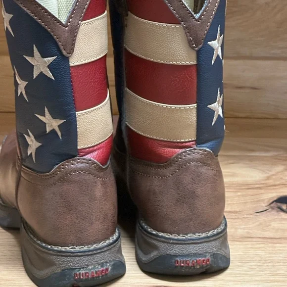 Durango Kids Brown Boots with Flag Design - Picture 3 of 10